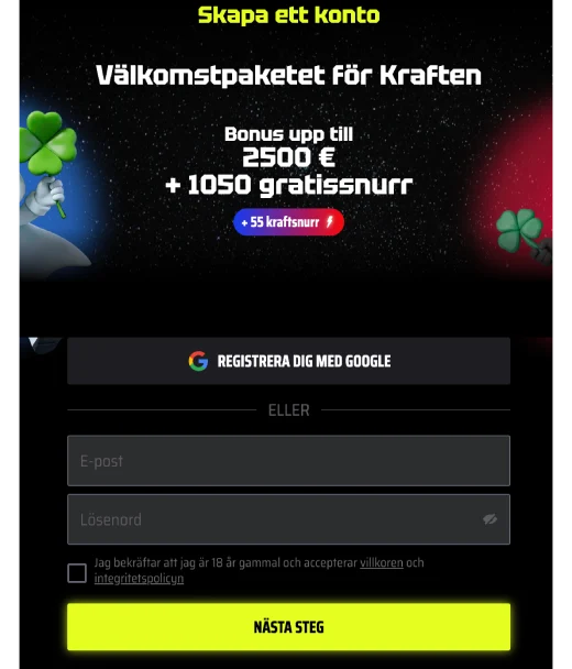 Registrering hos SlotsVader